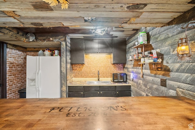 958 N Main St W, Farmington, UT 84025 - kitchen with white refrigerator with ice dispenser and open shelves