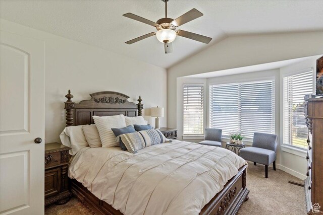 2876 S 1200 W, Syracuse, UT 84075 - bedroom with vaulted ceiling, light carpet, and ceiling fan