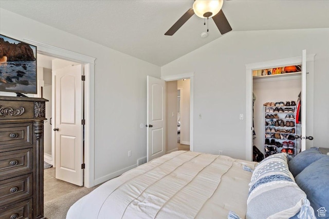 2876 S 1200 W, Syracuse, UT 84075 - bedroom with lofted ceiling, a ceiling fan, and light tile patterned floors