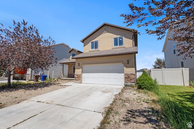 1919 E Church Way, Eagle Mountain, UT 84005 - traditional home featuring stone siding, stucco siding, and concrete driveway