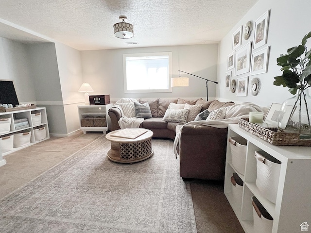 920 S 940 W, Richfield, UT 84701 - carpeted living room featuring a textured ceiling