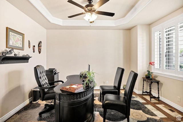 1065 W 2740 S, Nibley, UT 84321 - office with a tray ceiling, plenty of natural light, a ceiling fan, and ornamental molding