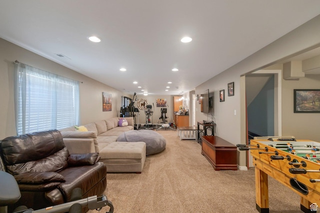 2714 E Stony Hill Way S, Spanish Fork, UT 84660 - living area with light colored carpet and recessed lighting