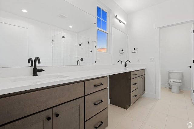 6658 W Docksider Dr, South Jordan, UT 84009 - full bathroom featuring double vanity, a stall shower, and tile patterned floors