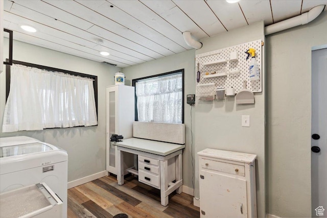 2077 Fillmore Ave, Ogden, UT 84401 - washroom featuring washer / clothes dryer, wood finished floors, recessed lighting, and wooden ceiling