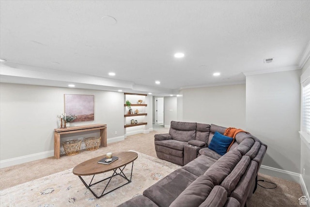6264 S Dellron Dr, Murray, UT 84123 - living area with carpet floors, recessed lighting, and crown molding
