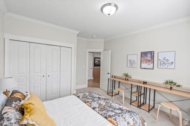 6264 S Dellron Dr, Murray, UT 84123 - bedroom featuring carpet, ornamental molding, and a closet