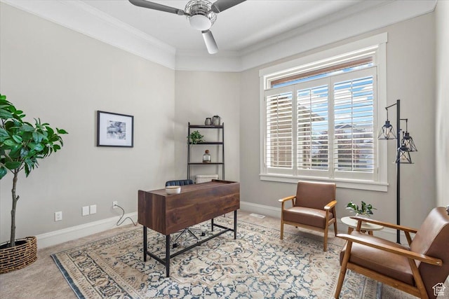 6264 S Dellron Dr, Murray, UT 84123 - office featuring crown molding and a ceiling fan