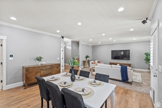 6264 S Dellron Dr, Murray, UT 84123 - dining space with ornamental molding, recessed lighting, and light wood-style floors