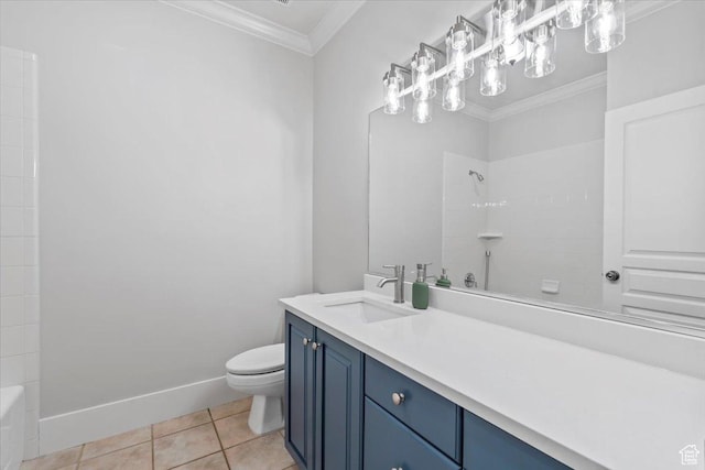 6264 S Dellron Dr, Murray, UT 84123 - bathroom with vanity, ornamental molding, tile patterned flooring, and shower / bath combination