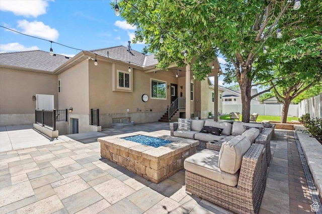 6264 S Dellron Dr, Murray, UT 84123 - view of patio / terrace with an outdoor living space with a fire pit