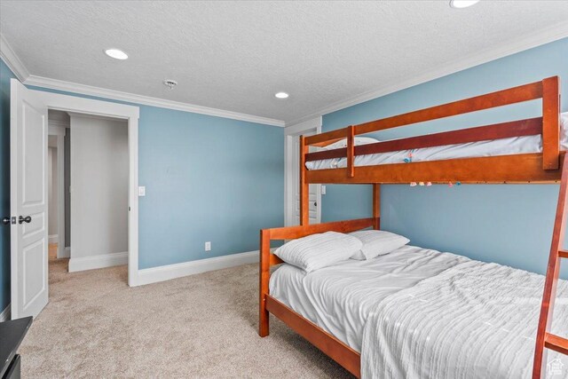 6264 S Dellron Dr, Murray, UT 84123 - bedroom with crown molding, recessed lighting, carpet floors, and a textured ceiling