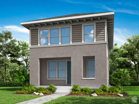 7046 W Swansea Dr, South Jordan, UT 84009 - view of front of home featuring stucco siding and a front lawn