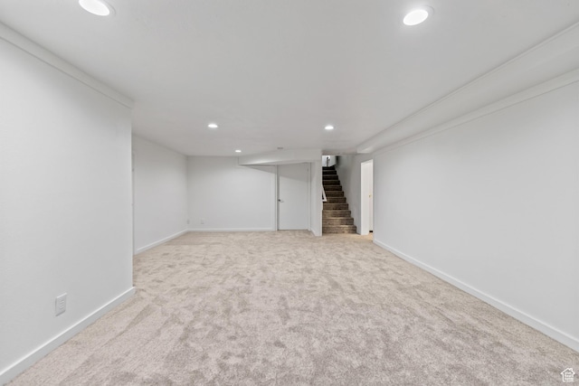 680 E 2800 N, North Ogden, UT 84414 - finished basement with recessed lighting, stairs, and light colored carpet