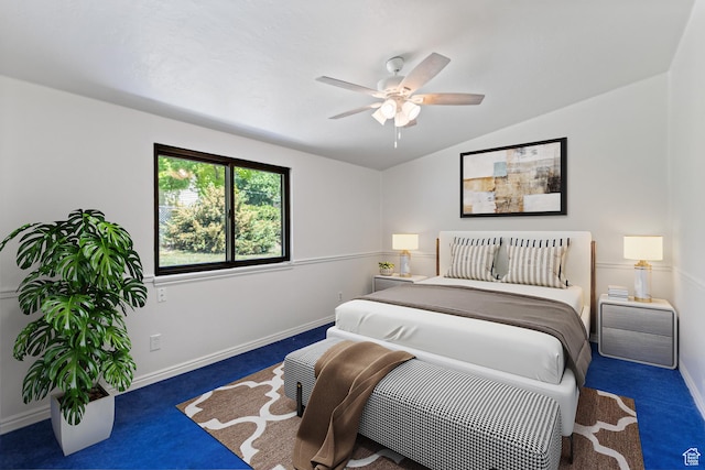 680 E 2800 N, North Ogden, UT 84414 - carpeted bedroom featuring lofted ceiling and a ceiling fan