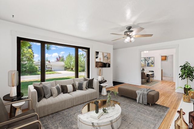 680 E 2800 N, North Ogden, UT 84414 - living room featuring hardwood / wood-style flooring and a ceiling fan