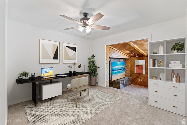 680 E 2800 N, North Ogden, UT 84414 - office space featuring light carpet, ceiling fan, and wood walls