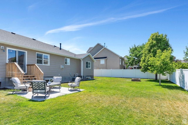 914 W Red Fox Ln, Saratoga Springs, UT 84045 - fenced backyard with a patio area and an outdoor fire pit