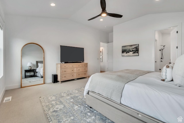 387 S 300 E, Midway, UT 84049 - carpeted bedroom with vaulted ceiling, ceiling fan, and recessed lighting