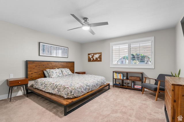 7968 S Titian St E, Cottonwood Heights, UT 84121 - bedroom featuring light carpet and a ceiling fan