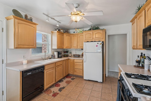 1492 S 2100 E, Salt Lake City, UT 84108 - kitchen featuring black appliances, light brown cabinets, ceiling fan, and light countertops