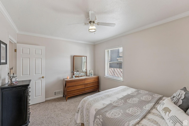 1492 S 2100 E, Salt Lake City, UT 84108 - bedroom with light carpet, ornamental molding, and ceiling fan