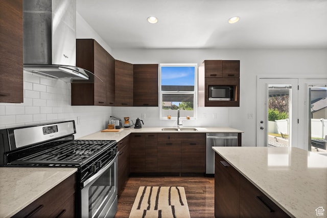 1578 E Maple Way, Layton, UT 84040 - kitchen with stainless steel appliances, ventilation hood, plenty of natural light, dark wood-type flooring, and recessed lighting