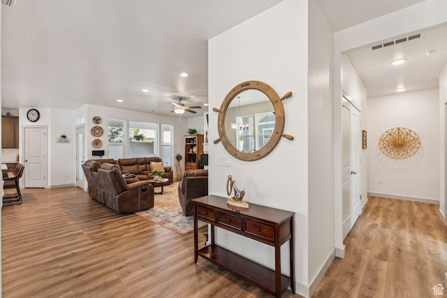 155 N 3830 W, West Point, UT 84015 - living area featuring light wood-style flooring, recessed lighting, and ceiling fan