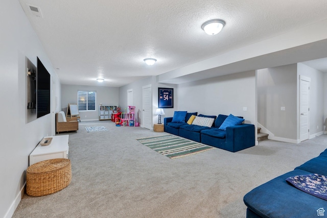 586 S Appenzell Ln W Unit 16, Midway, UT 84049 - carpeted living room featuring a textured ceiling and stairway