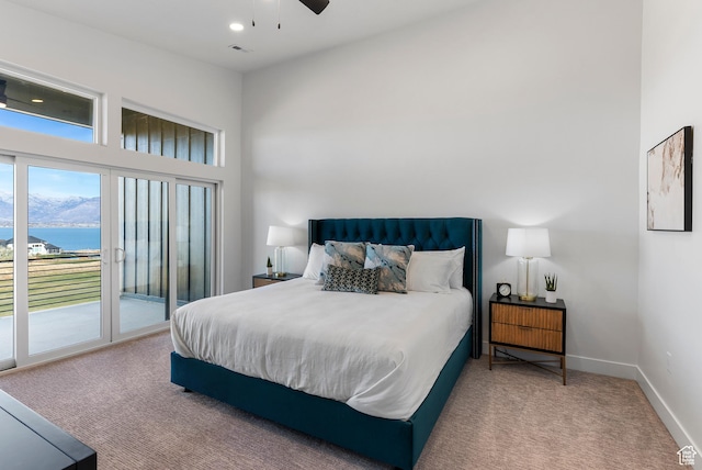 78 Watson Dr, Saratoga Springs, UT 84045 - bedroom with access to exterior, carpet flooring, and a water view