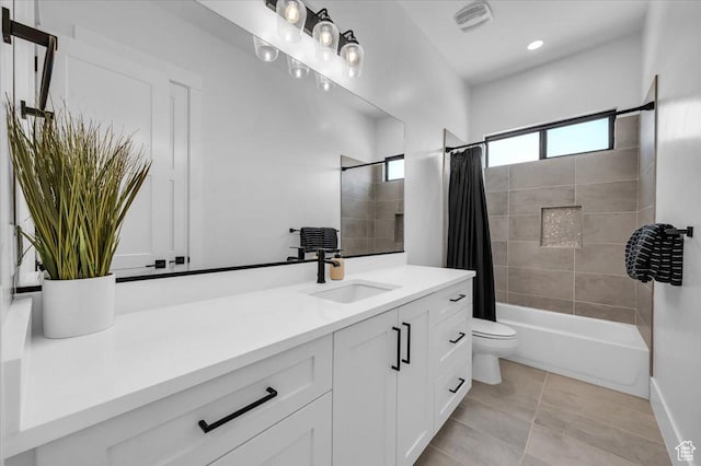 529 E 4290 S, Washington, UT 84780 - full bath with vanity, shower / bath combo, tile patterned flooring, and recessed lighting