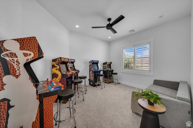 529 E 4290 S, Washington, UT 84780 - rec room featuring a ceiling fan, carpet flooring, and recessed lighting