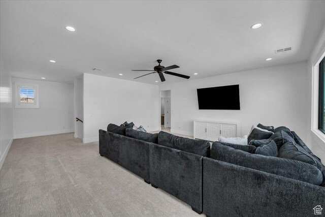 529 E 4290 S, Washington, UT 84780 - living room featuring recessed lighting, light carpet, and a ceiling fan