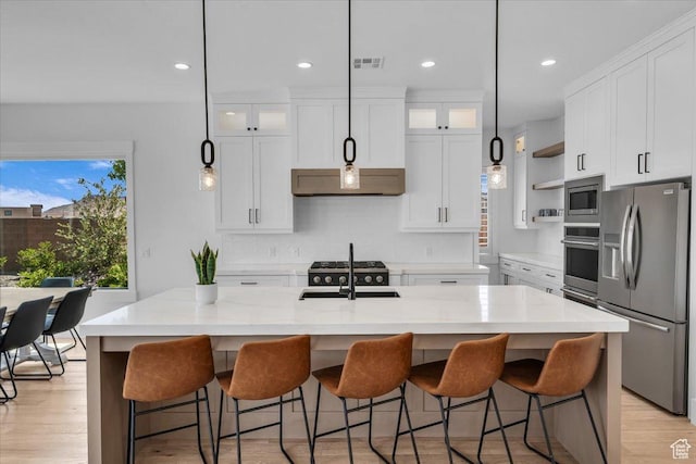 529 E 4290 S, Washington, UT 84780 - kitchen featuring stainless steel appliances, recessed lighting, open shelves, white cabinetry, and light wood finished floors