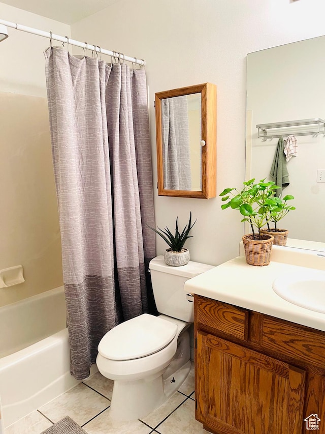 665 S 1040 E, Spanish Fork, UT 84660 - bathroom with tile patterned flooring, vanity, and shower / bath combo with shower curtain
