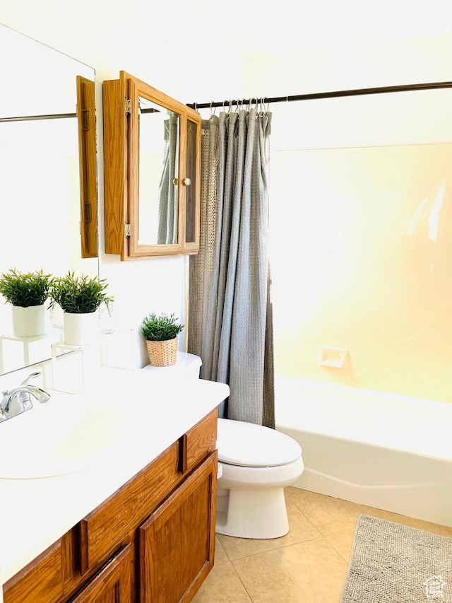 665 S 1040 E, Spanish Fork, UT 84660 - full bath with vanity, tile patterned floors, and shower / bath combo with shower curtain