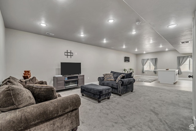 992 W Emily Francis Cir S, Jordan, UT 84095 - living area featuring light colored carpet and recessed lighting