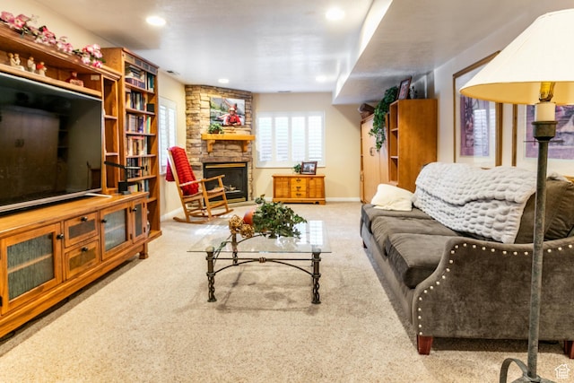 11805 S Sunset Ponds Dr Unit 5, Draper, UT 84020 - carpeted living area featuring a fireplace and recessed lighting