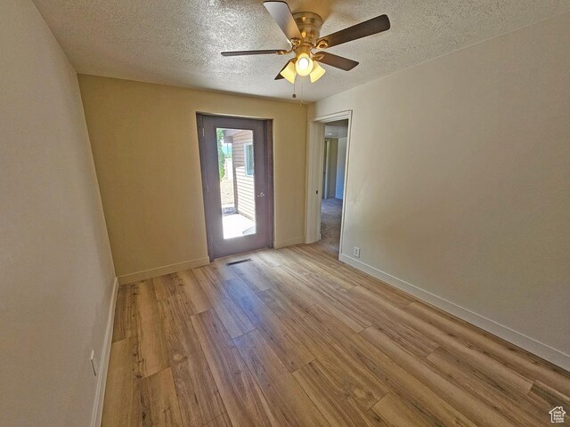 10138 S Peony Way, Sandy, UT 84094 - empty room featuring light wood finished floors, a textured ceiling, and a ceiling fan