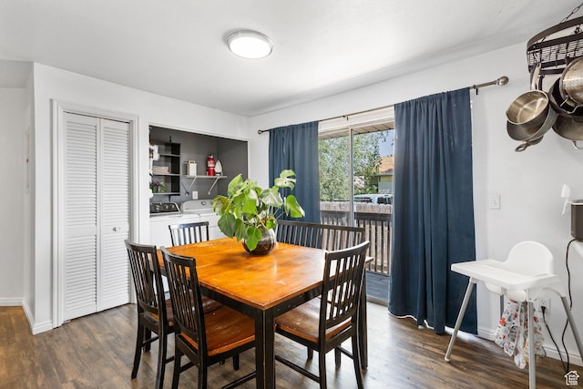 3148 S Old Glory Cir W, Magna, UT 84044 - dining room featuring washing machine and dryer and dark wood finished floors