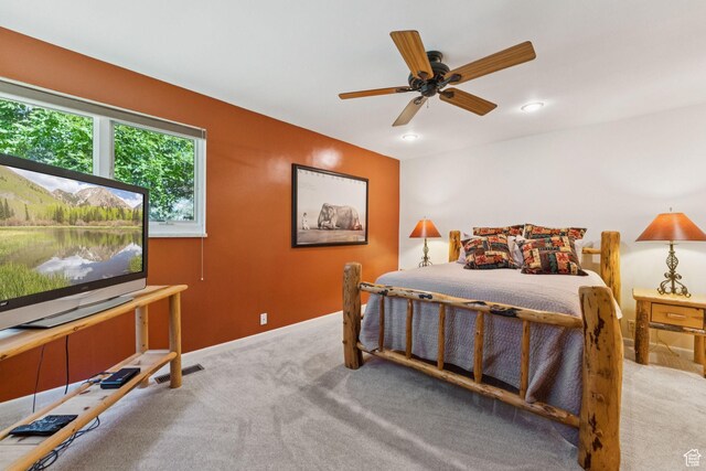 4714 S Idlewild Rd, Millcreek, UT 84124 - bedroom with carpet floors, recessed lighting, and a ceiling fan