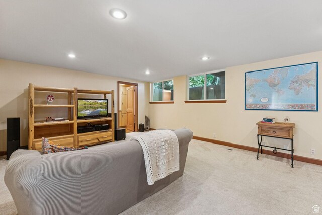 4714 S Idlewild Rd, Millcreek, UT 84124 - carpeted living room with baseboards and recessed lighting