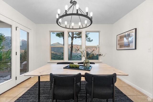 15337 S Eagle Crest Dr E, Draper, UT 84020 - dining space featuring light tile patterned flooring and a chandelier