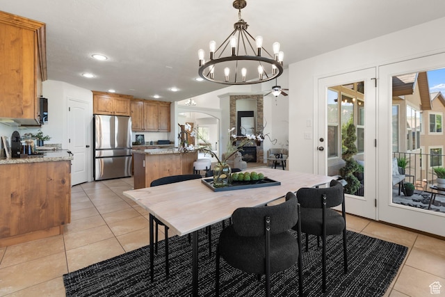 15337 S Eagle Crest Dr E, Draper, UT 84020 - dining room with a chandelier, light tile patterned floors, and recessed lighting