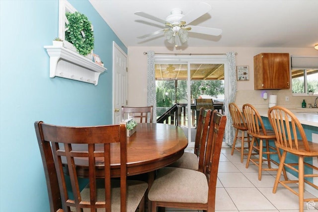 623 W 1635 N, Clinton, UT 84015 - dining area with light tile patterned floors and ceiling fan