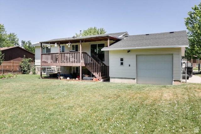 623 W 1635 N, Clinton, UT 84015 - back of house with stairway, a deck, and an attached garage