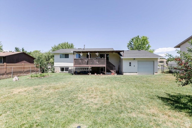 623 W 1635 N, Clinton, UT 84015 - back of property with a garage, a wooden deck, and stairway