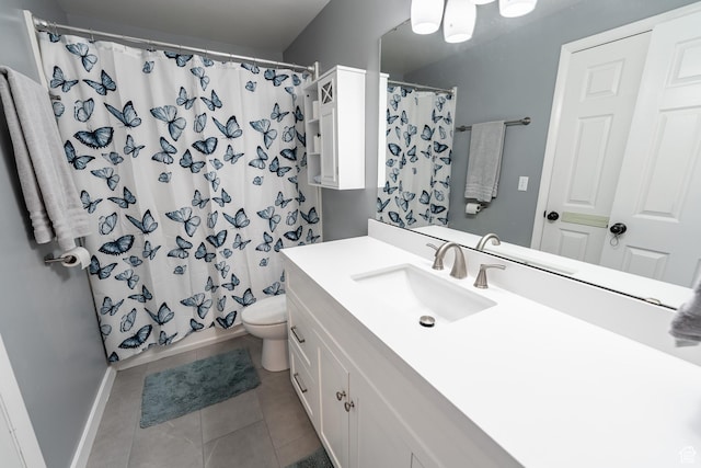 2466 N 1050 W, Clinton, UT 84015 - bathroom with vanity, tile patterned flooring, and a shower with curtain