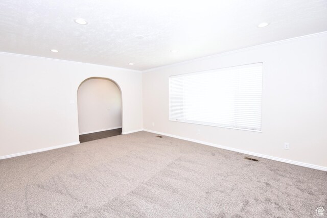 686 E 400 N, Lehi, UT 84043 - carpeted spare room with recessed lighting, ornamental molding, and arched walkways
