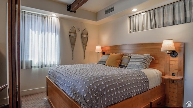 1456 W Newpark Blvd Unit 213, Park City, UT 84098 - bedroom with beamed ceiling and recessed lighting